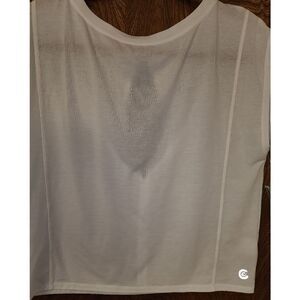 Johnny Was Calme Effect Key Hole Back Cap Sleeve Yoga Tee White Size S